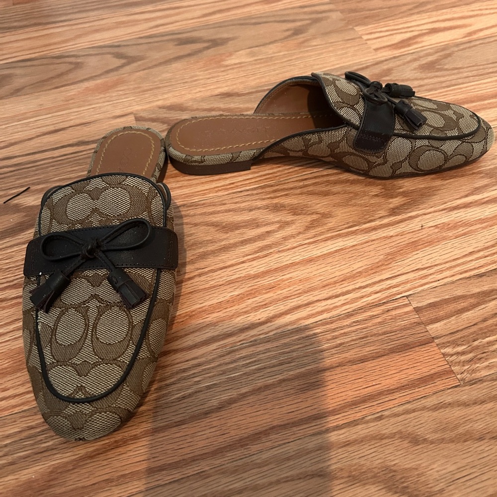 Coach Olive and Black Monogram Mules - Picture 2 of 4